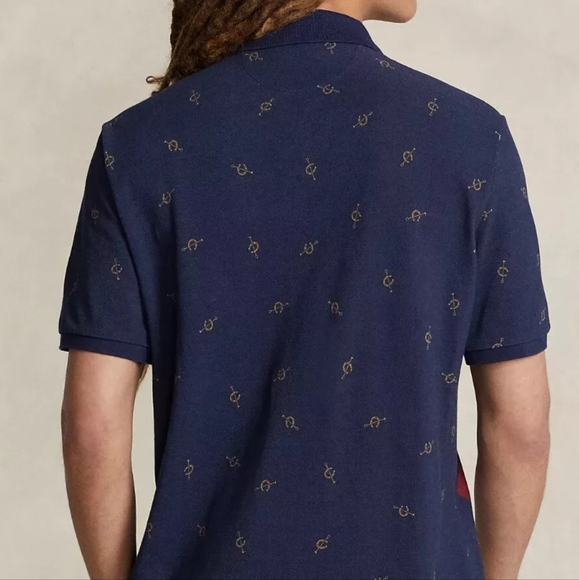 Polo Ralph Lauren Men's Classic-fit Saddle-print Mesh Polo Shirt In Newport Navy - Picture 8 of 16